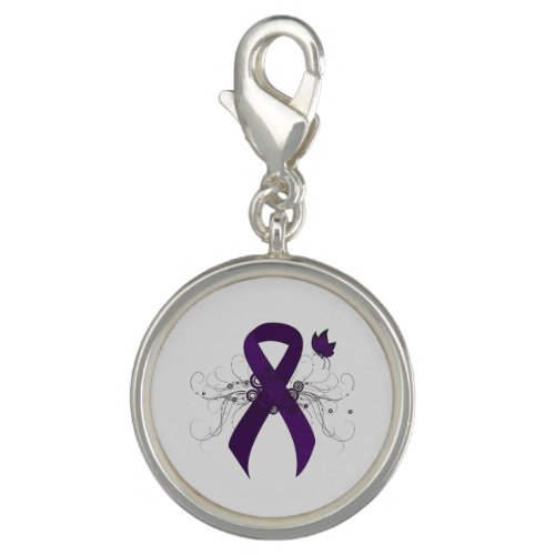 Purple Awareness Ribbon with Butterfly Charm