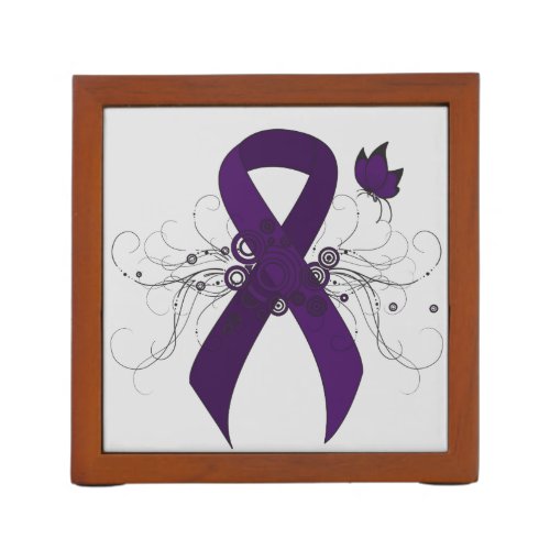 Purple Awareness Ribbon with Butterfly Pencil Holder