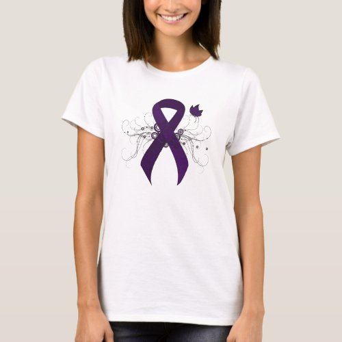 Purple Awareness Ribbon with Butterfly T_Shirt