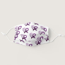Purple Awareness Ribbon with Heart Adult Cloth Face Mask