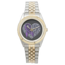 Purple Awareness Ribbon with Heart