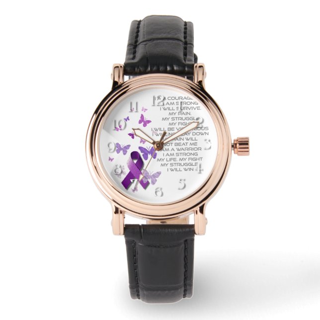 Purple Awareness Ribbon with poem Watch (Front)