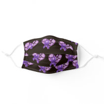 Purple Awareness Ribbon with Roses Adult Cloth Face Mask
