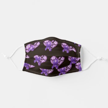 Purple Awareness Ribbon With Roses Adult Cloth Face Mask by xalondrax at Zazzle