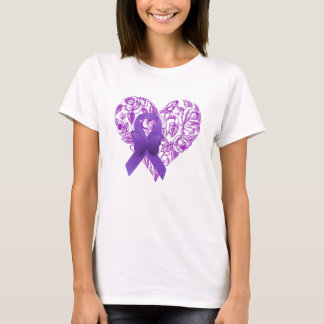 Purple Awareness Ribbon with Roses T-Shirt