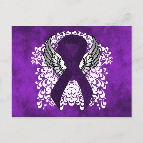 Purple Awareness Ribbon with Wings Postcard