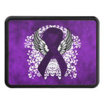 Purple Awareness Ribbon with Wings Tow Hitch Cover