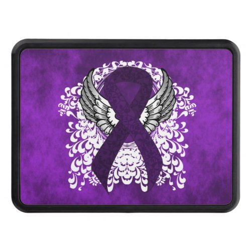 Purple Awareness Ribbon with Wings Tow Hitch Cover