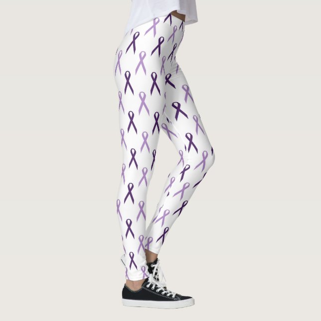 Purple Awareness Ribbons Pattern Alzheimer's Leggings (Right)