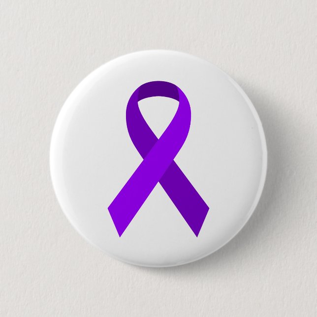 Purple Awareness Support Ribbon Button (Front)