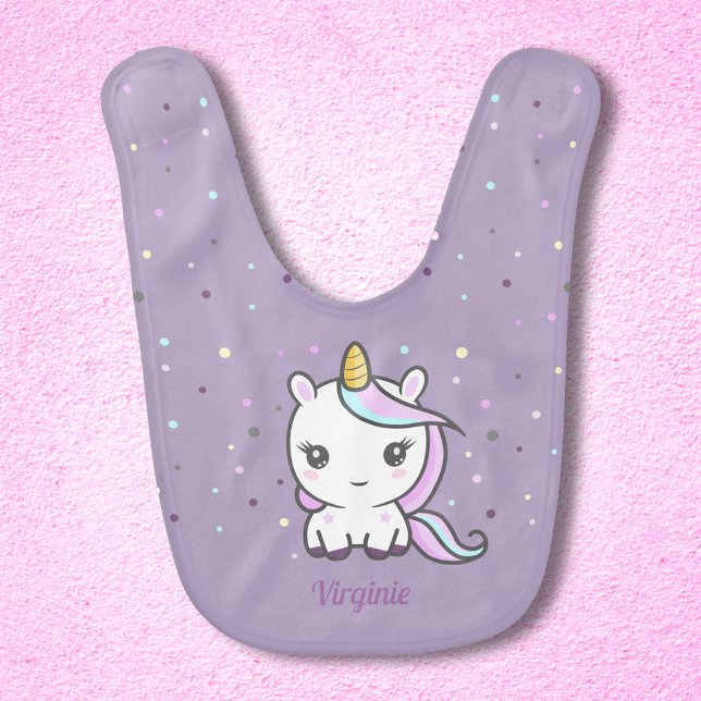 Purple Baby Bib with a Cute Unicorn (Purple Baby Bib with a Cute Unicorn)