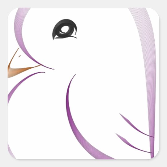 Purple baby bird square sticker