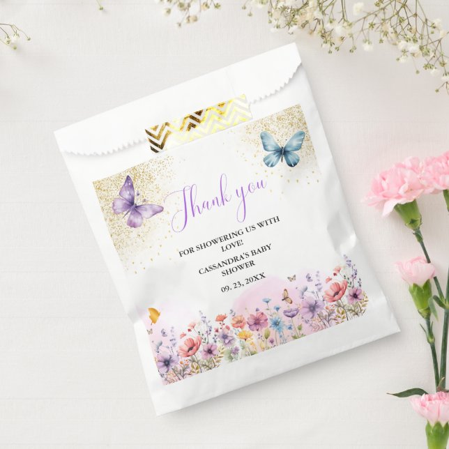 Purple Baby butterfly Baby shower Favor Bag (Sealed)