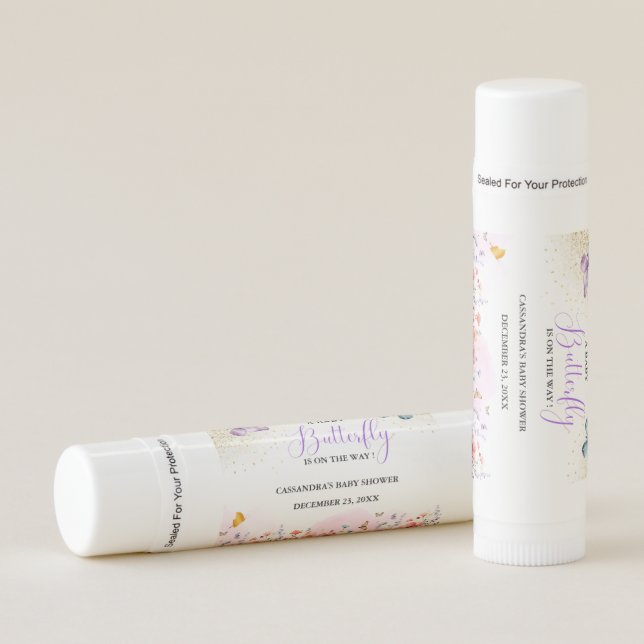Purple Baby butterfly Baby shower Lip Balm (Front)