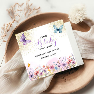 Purple Baby butterfly Baby shower Napkins