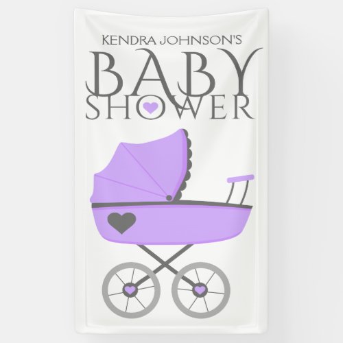 Purple Baby Carriage Baby Shower Banner
