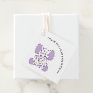 Purple Baby Elephant Favor Tags