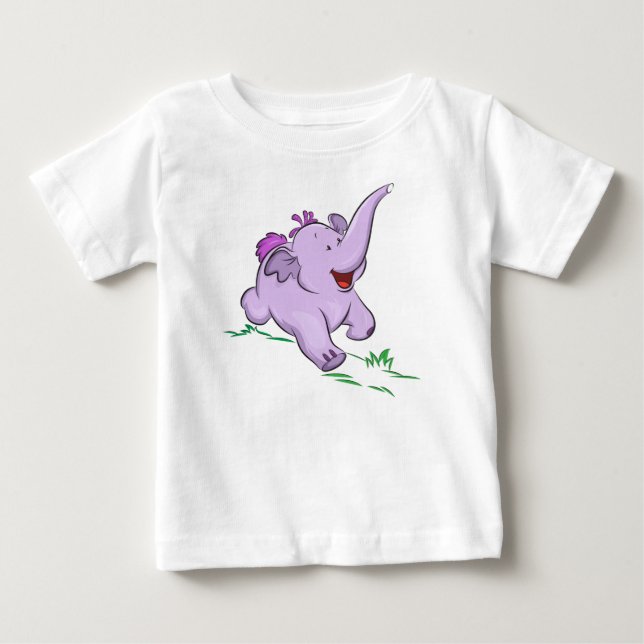 Purple Baby Elephant Kids Bodysuit and T-Shirt  (Front)
