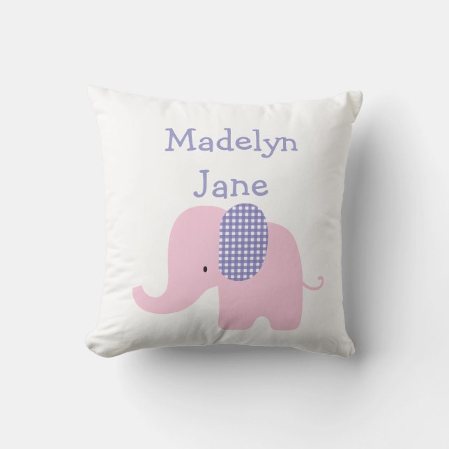 Purple Baby Elephant Personalized Pillows (Front)