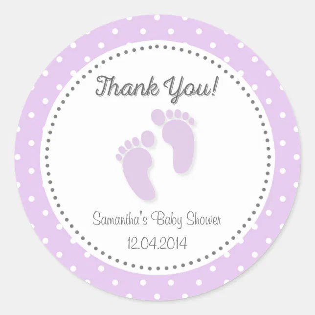 Purple Baby Feet Baby Shower Sticker | Zazzle