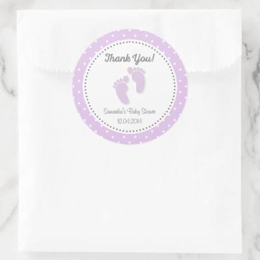 Purple Baby Feet Baby Shower Sticker | Zazzle