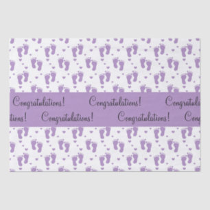 Purple Baby Footprints and Hearts Tissue Paper