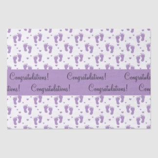 Purple Baby Footprints and Hearts Tissue Paper