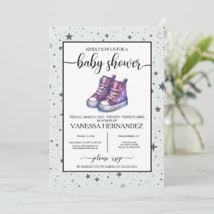 Purple Baby High Tops Baby Shower Invitation