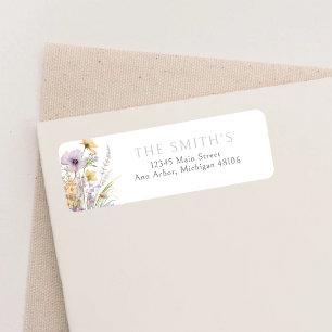 Purple Baby In Bloom Floral Shower Return Address Label