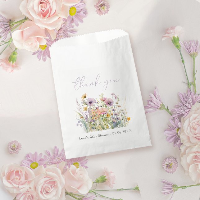 Purple Baby In Bloom Floral Wildflower Baby Shower Favor Bag (Creator Uploaded)