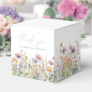 Purple Baby In Bloom Floral Wildflower Baby Shower Favor Boxes