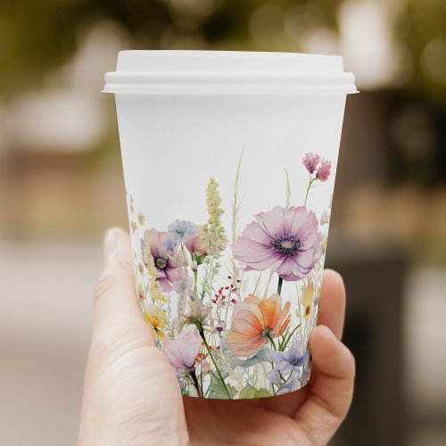 Purple Baby In Bloom Floral Wildflower Baby Shower Paper Cups