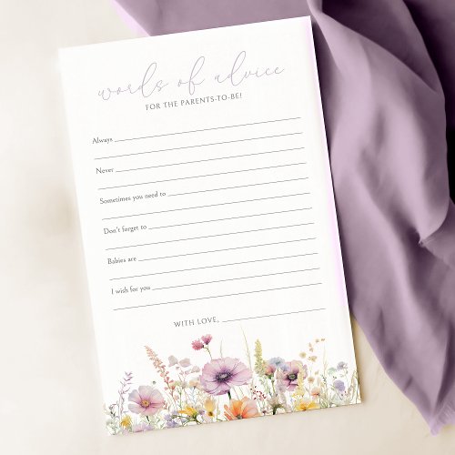 Purple Baby In Bloom Wildflower Baby Advice Card