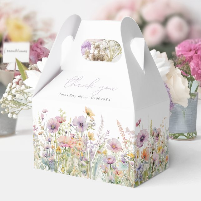 Purple Baby In Bloom Wildflower Baby Shower Gable Favor Boxes (Creator Uploaded)
