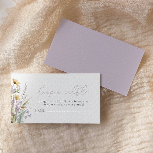 Purple Baby In Bloom Wildflower Diaper Raffle Enclosure Card
