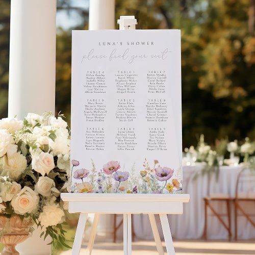 Purple Baby In Bloom Wildflower Seating Chart Foam Board