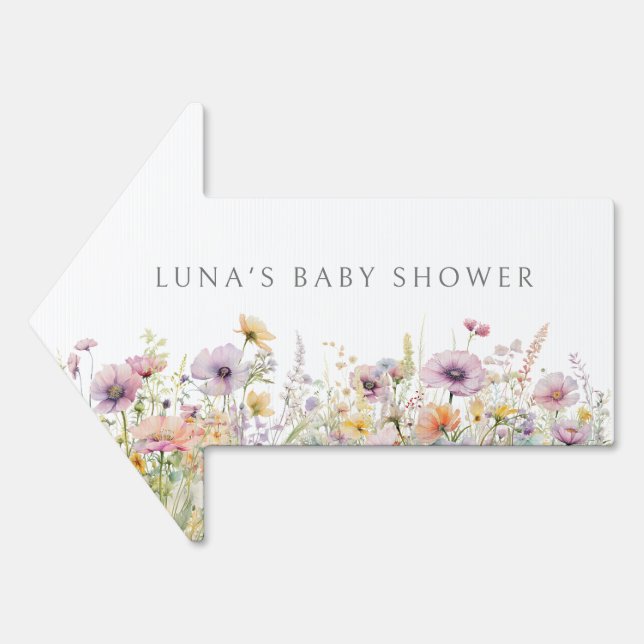 Purple Baby In Bloom Wildflower Shower Yard Sign (Front)