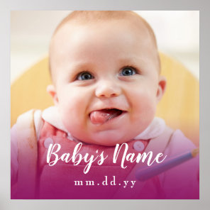 Purple Baby Photo (Personalize Text & Photo) Poster