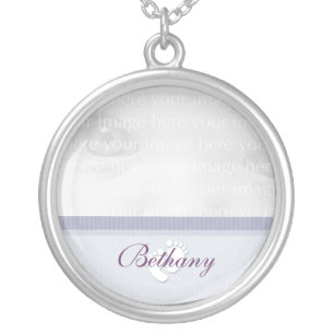 Purple Baby Photo Silver Necklace