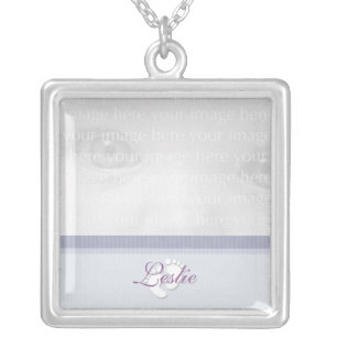 Purple Baby Photo Silver Necklace