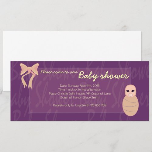 Purple Baby shower invitation