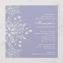 Purple Baby Shower Invitation Winter Snowflakes