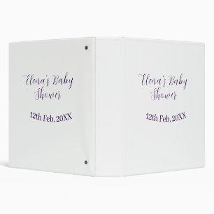 Purple baby shower name date stylish elegantsimple 3 ring binder