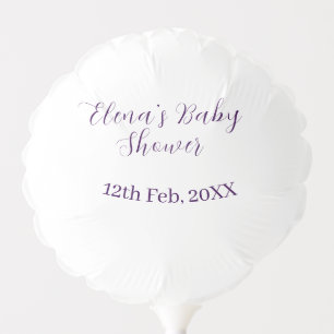Purple baby shower name date stylish elegantsimple balloon