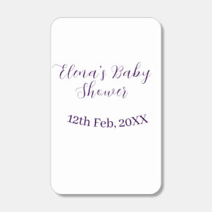 Purple baby shower name date stylish elegantsimple matchboxes