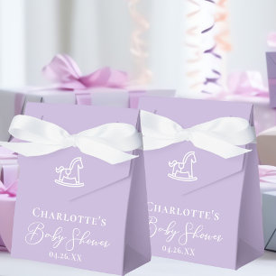 Purple Baby Shower Rocking Horse Personalized Favor Boxes