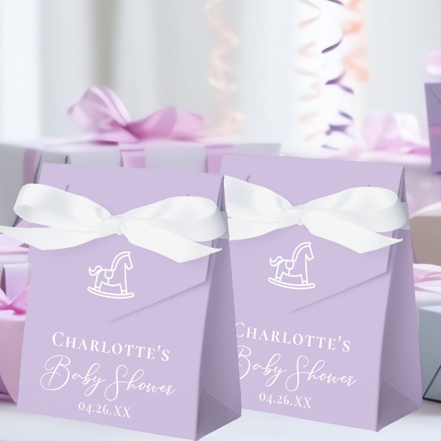 Purple Baby Shower Rocking Horse Personalized Favor Boxes (Creator Uploaded)
