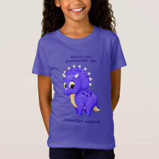 Purple Baby Triceratops Girls Like Dinosaurs Too T-Shirt