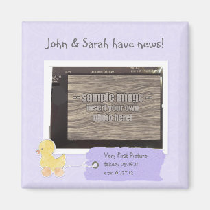 Purple Baby Ultrasound Photo Custom Duck Magnet