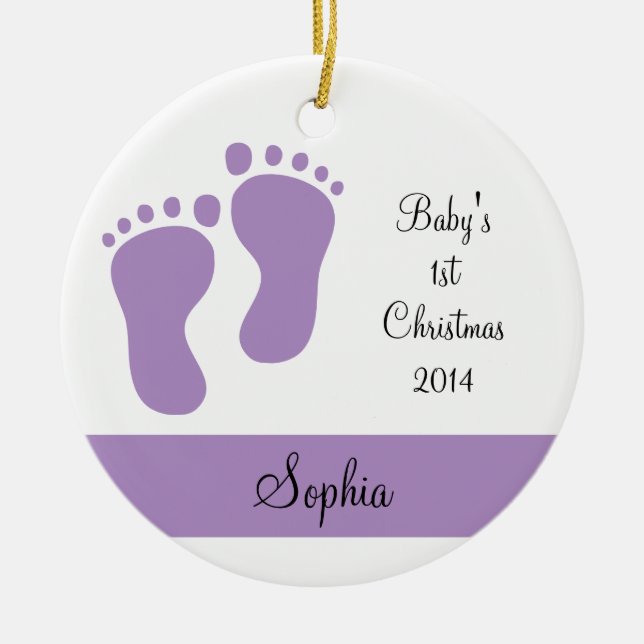 Purple Baby's 1st Christmas Ceramic Ornament (Front)